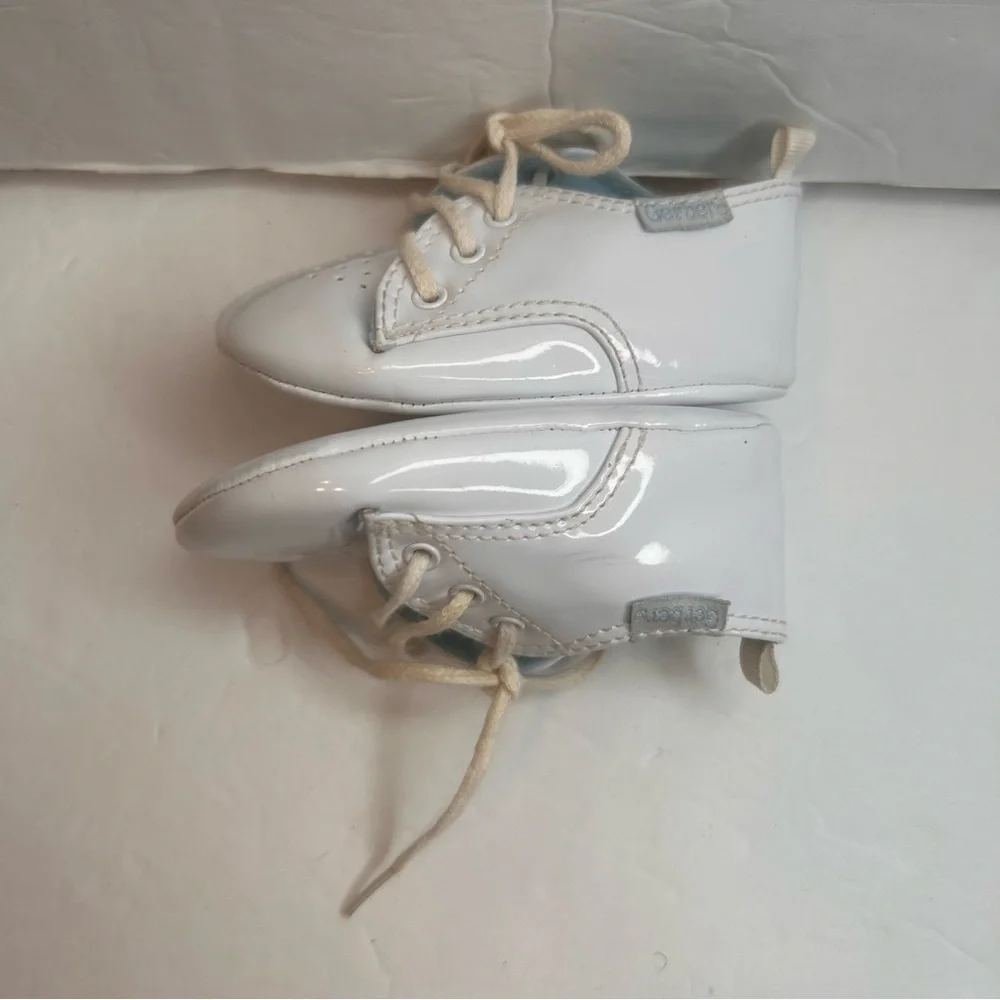 Gerber 1st Classic White Baby Shoes.Christening Crib Shoes White Size 6-9Months